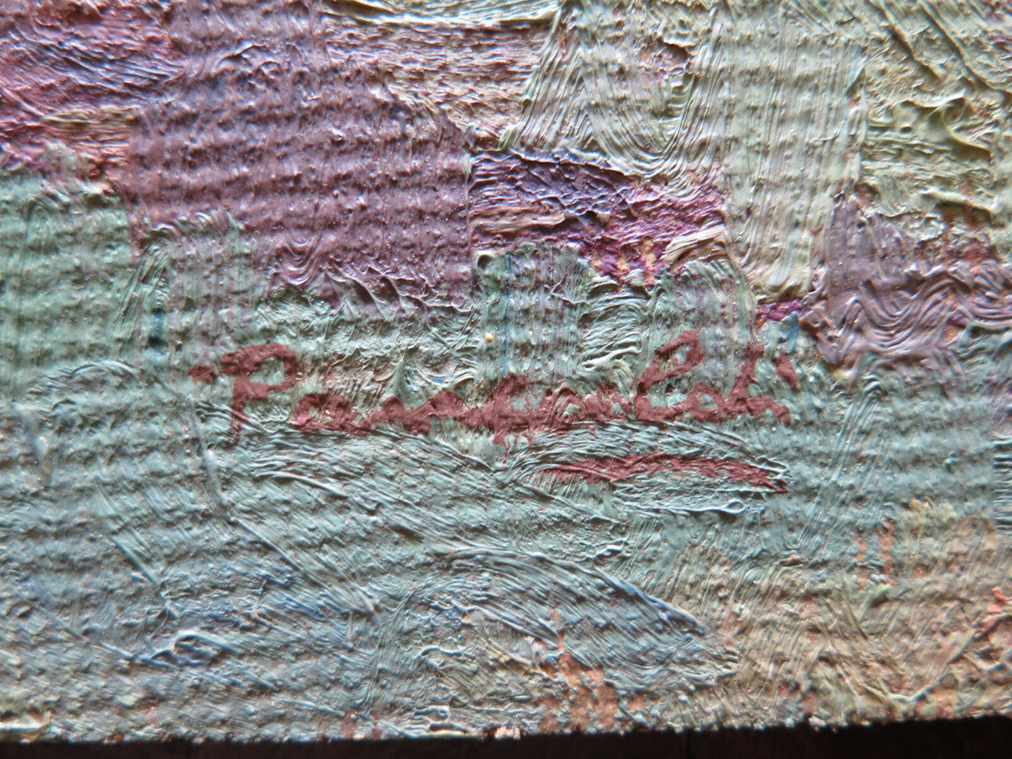 ANTICO DIPINTO AD OLIO SU TAVOLA QUADRO PAESAGGIO DI CAMPAGNA IN ESTATE p16