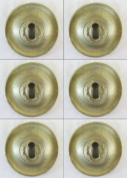 6 BOCCHETTE PER MOBILI ANTICHI IN BRONZO DORATO COPRI SERRATURA BORCHIA CH28 - Belbello Antiques