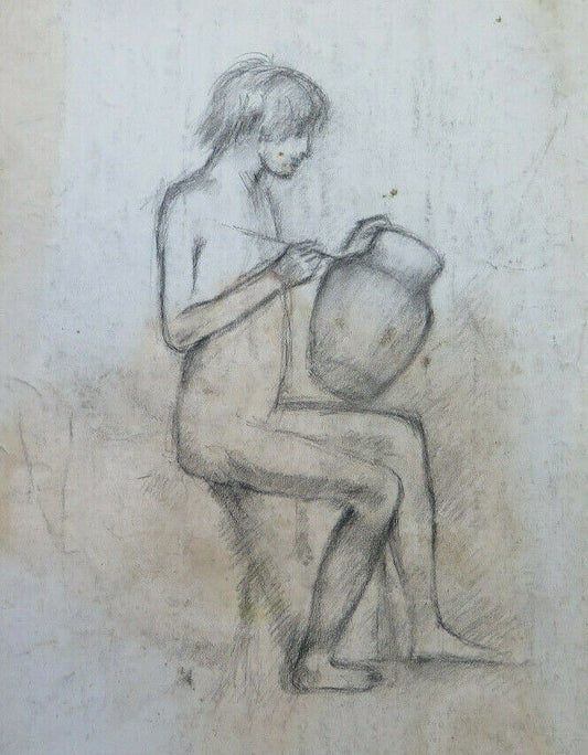 THE CERAMIST CHARCOAL ANTIQUE DRAWING WORK Pierre Duteurtre known as DUT BM53.1