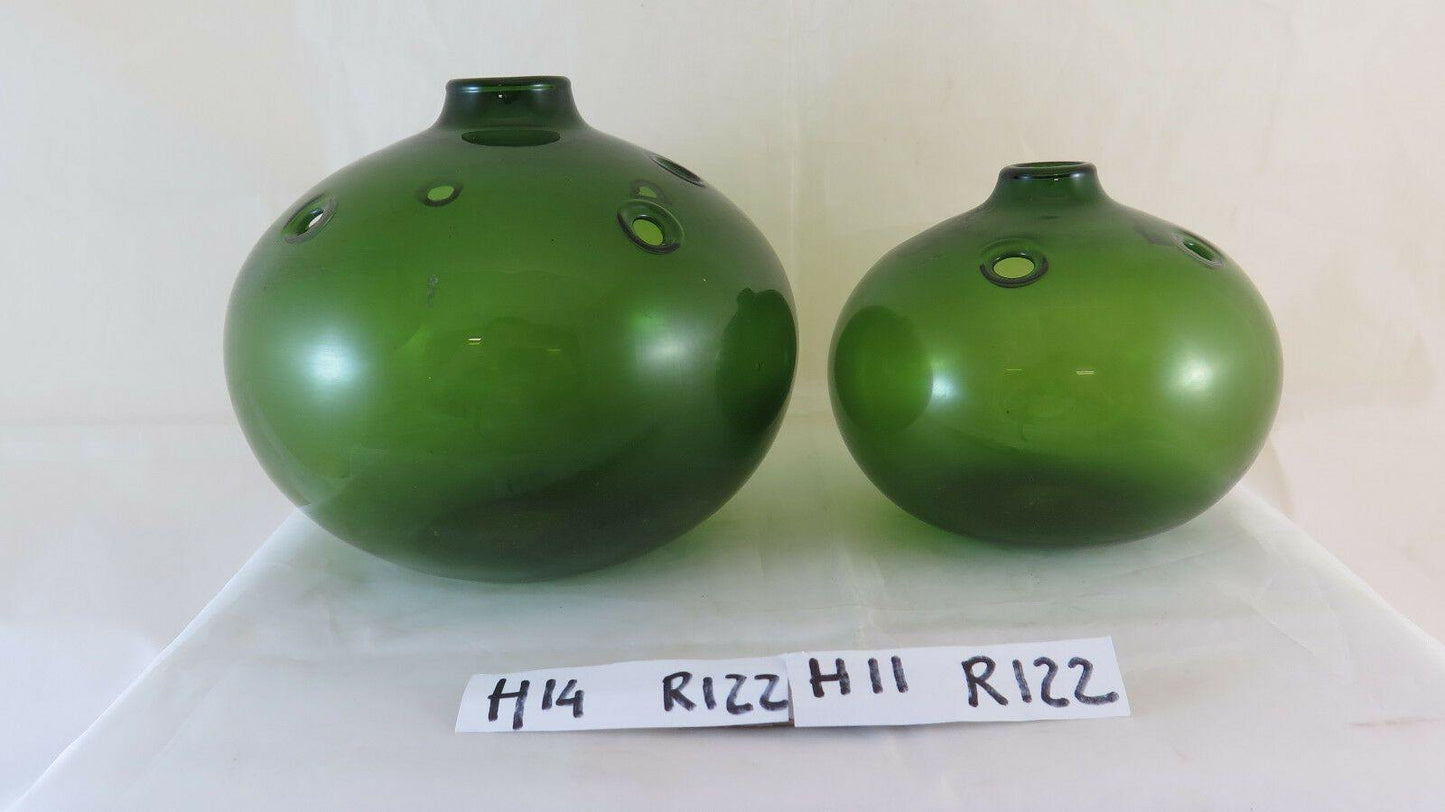 DUE VASI VETRO DESIGN VINTAGE HOLMEGAARD HULEVASE VASE BY MICHAEL BANG R122 - Belbello Antiques