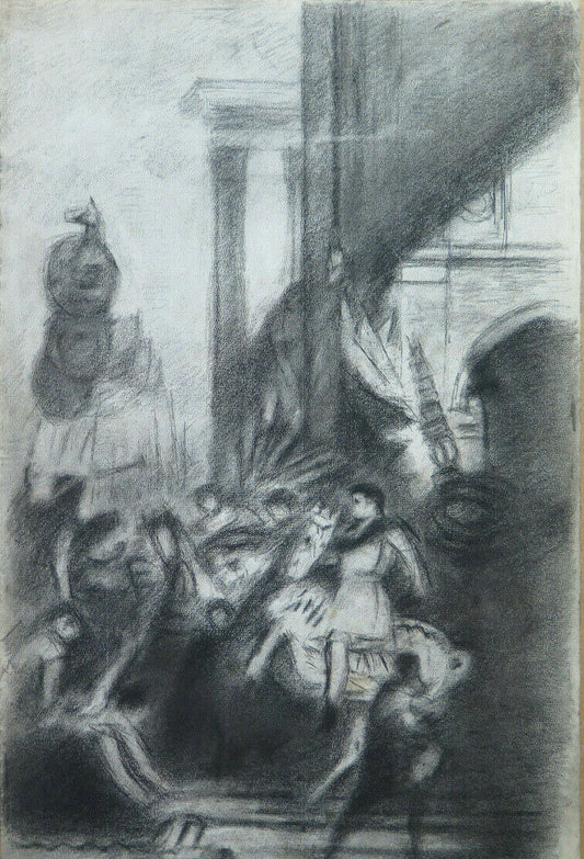 ANTIQUE DRAWING WORK ARTIST PAINTER Pierre Duteurtre DUT CLASSICAL SCENE BM53.1