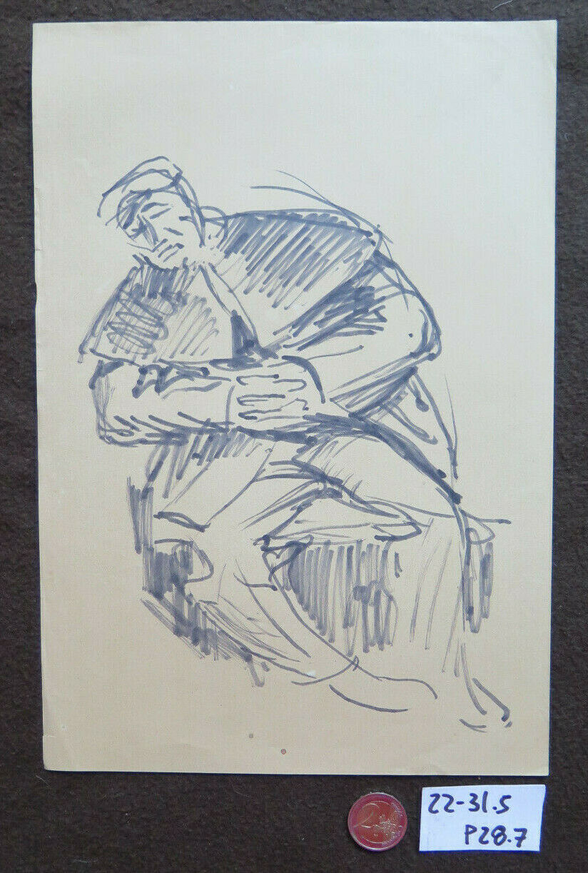 FRAMEWORK DRAWING SKETCH ON STUDIO PAPER MALE FIGURE FROM THE 1950S PORTRAIT P28.7