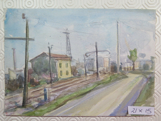 ANTICO DIPINTO VEDUTA DELLA PROVINCIA DI MODENA ANNI CINQUANTA ORIGINALE P28