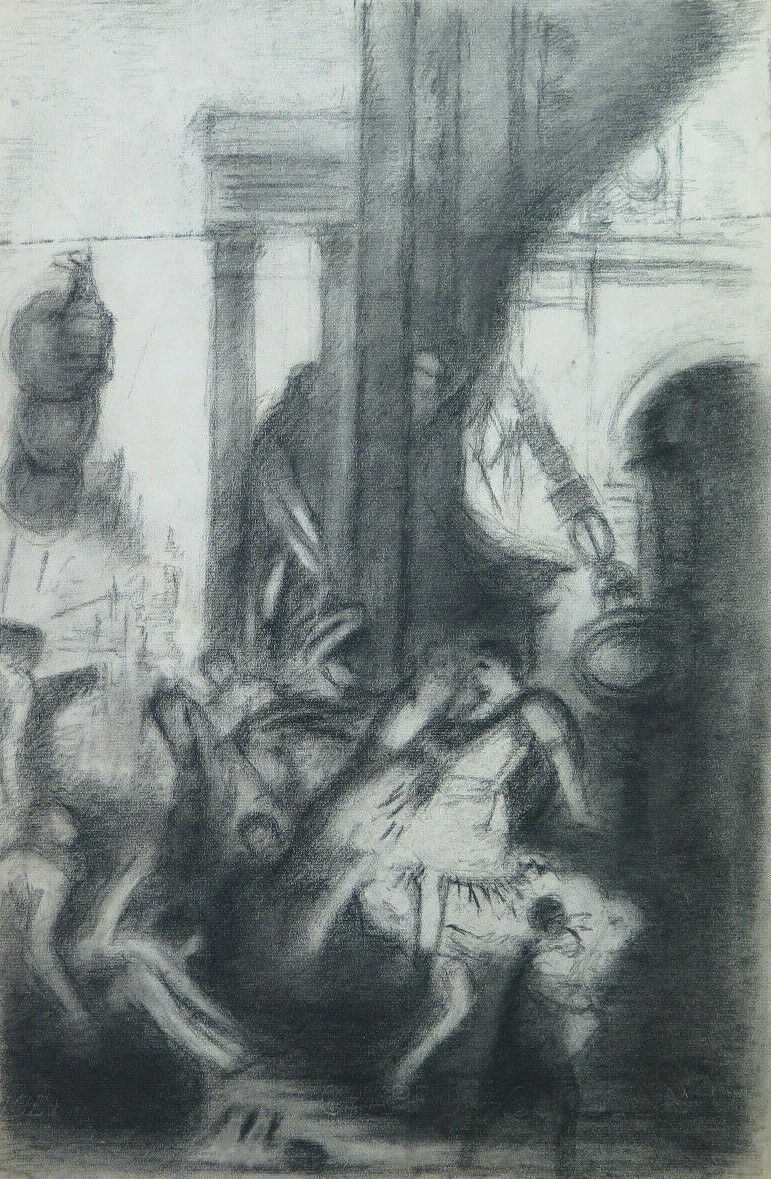 GRANDE DISEGNO ANTICO DA AFFRESCO ARTISTA FRANCESE Pierre Duteurtre DUT BM53.1