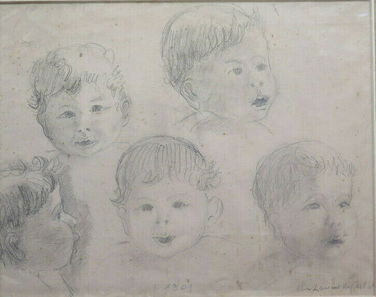 ANTIQUE PAINTING PORTRAITS OF CHILDREN SIGNED FRANCE BEGINNING OF THE CENTURY DRAWING BM53.3 