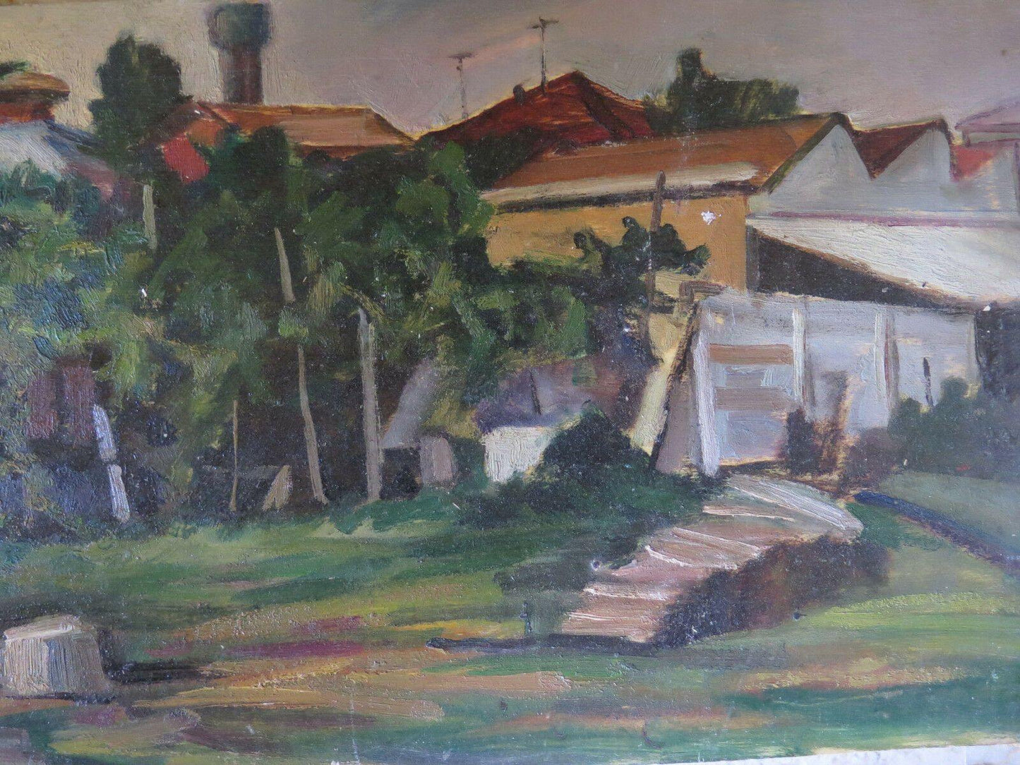 VEDUTA DEL BROGO ANTICO QUADRO DIPINTO OLIO SU TAVOLA PANORAMICO GARANZIA p12 - Belbello Antiques