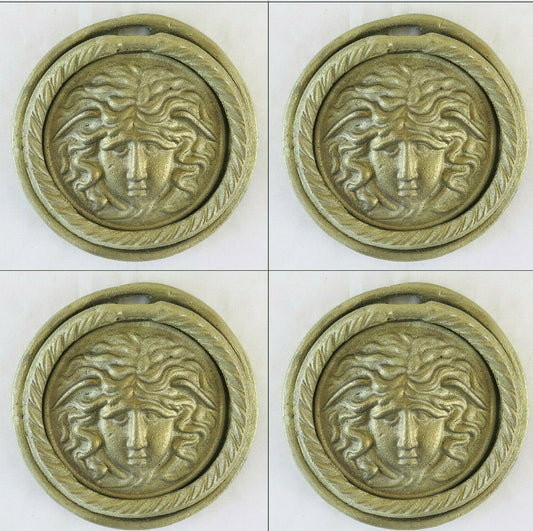 4 MANIGLIE PER MOBILI ANTICHI IN BRONZO A MEDAGLIONE FREGIO ACCESSORI CH29