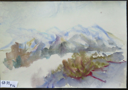 VINTAGE PAINTING FROST TECHNIQUE DREAMY WINTER LANDSCAPE 48x33 cm P14