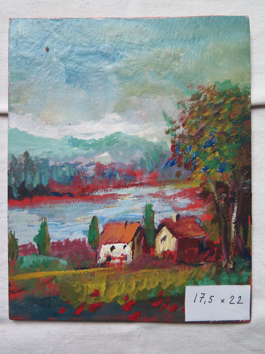 OLIO SU TAVOLA QUADRO VINTAGE ANNI SESSANTA DIPINTO D'EPOCA ANNI SESSANTA M