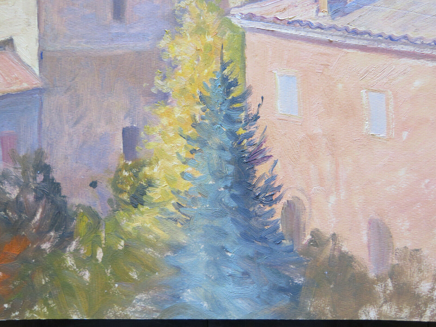 OLD PAINTING OIL ON PAPER PAINTING SKETCH MAESTRO G. PANCALDI VIEW P15 P14