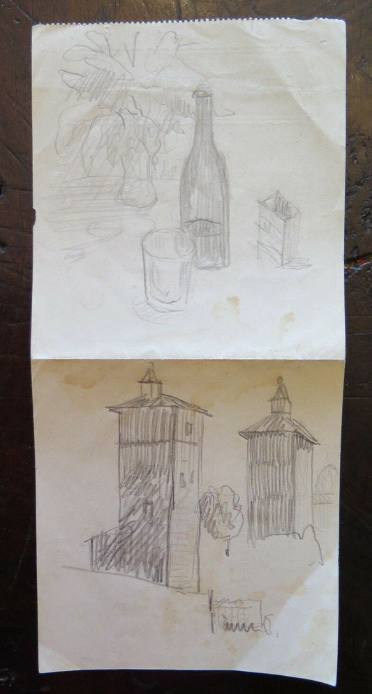 ANCIENT DRAWING ON THE BACK OF A BILL OF BILLS SKETCH PREPARATORY STUDY P28.4