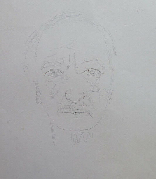 SELF-PORTRAIT OF THE PAINTER GAETANO PANCALDI 1922-2014 PENCIL DRAWING ON PAPER P14