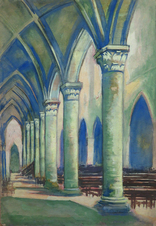 ANTICO DIPINTO INTERNO CHIESA Pierre Eugène Duteurtre DUT 1911-1989 BM53.1