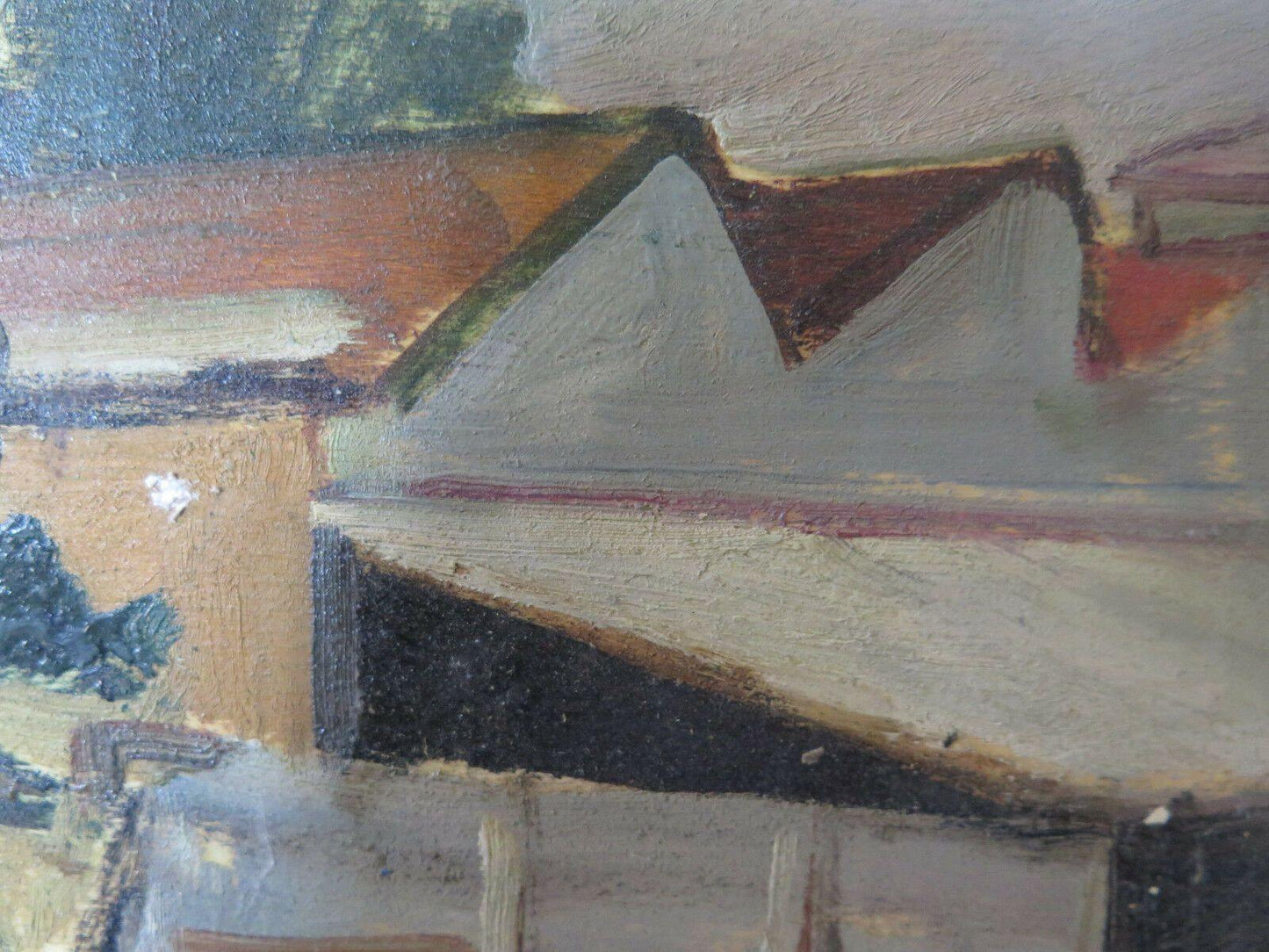 VEDUTA DEL BROGO ANTICO QUADRO DIPINTO OLIO SU TAVOLA PANORAMICO GARANZIA p12 - Belbello Antiques