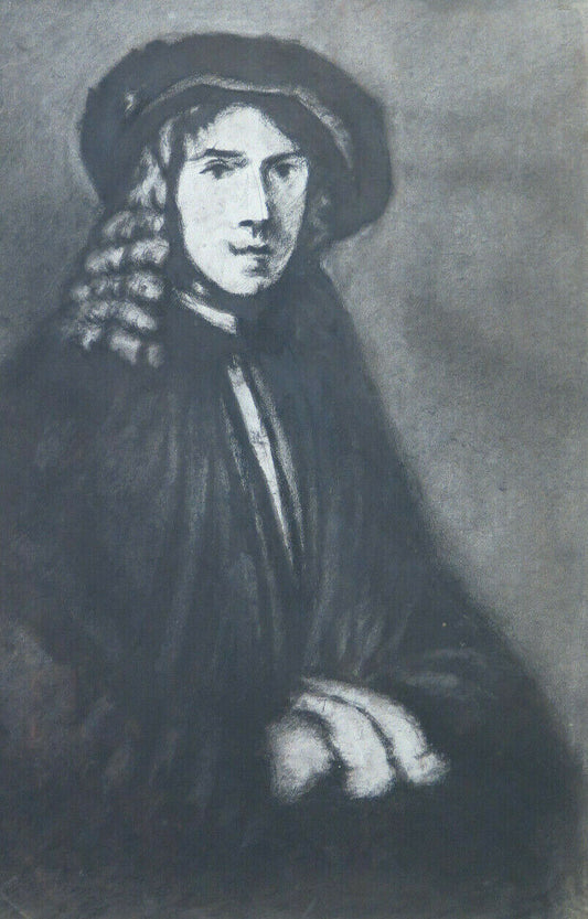 ANTIQUE MALE PORTRAIT CHARCOAL ON PAPER Pierre Duteurtre known as DUT BM53.1