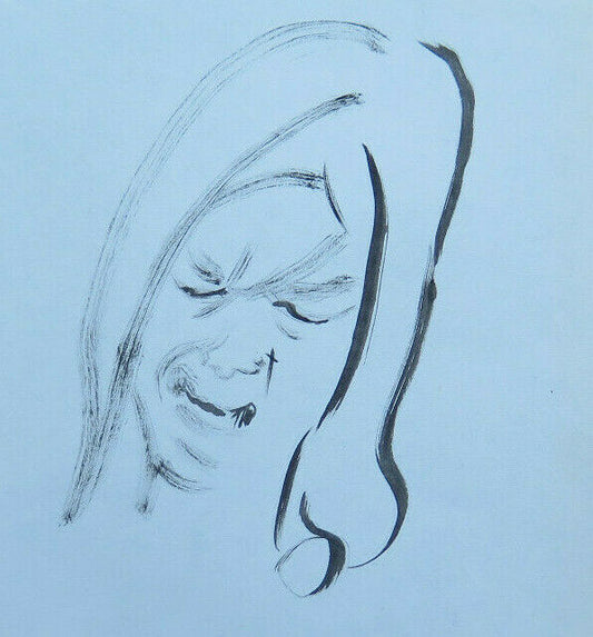 DIPINTO ANTICO ACQUERELLO SU CARTA BOZZETTO SCHIZZO RITRATTO FEMMINILE P28.6