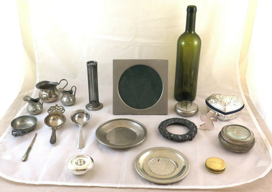 FRAMES PLATES CANDLESTICKS TEA STRAINERS VINTAGE METAL BOXES COLLECTION X15 