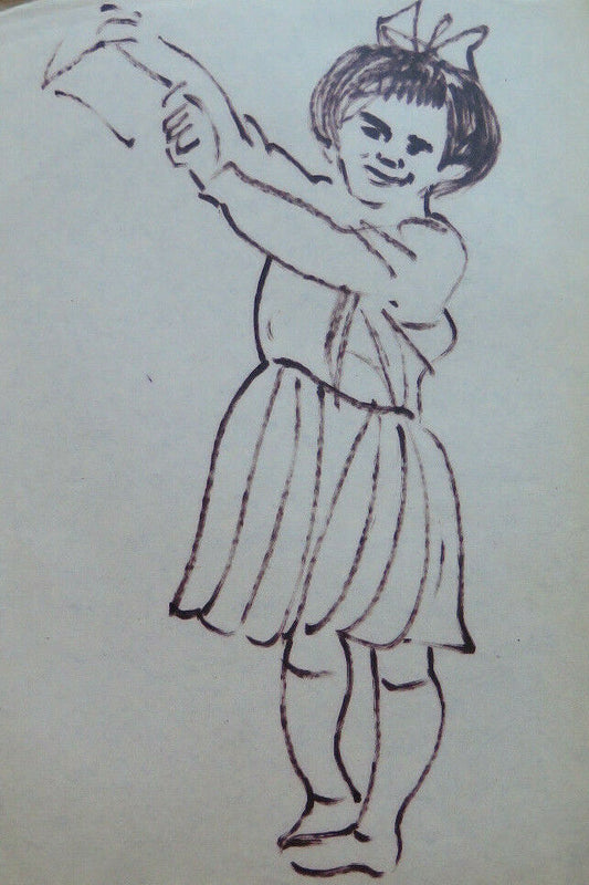 DRAWING ON PAPER SKETCH FIGURE GIRL PAINTER PANCALDI 31x21 cm P28.7