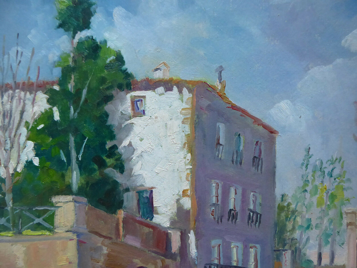 VILLAGGIO SPAGNOLO VECCHIO DIPINTO AD OLIO FIRMATO R. RUEDA SPAGNA '900 MD3