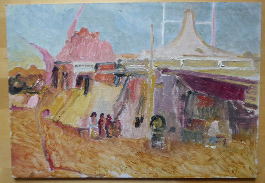 QUADRO AD OLIO DEL 900 PAESAGGIO PERSONE OPERA DEL PITTORE SPAGNOLO SEGURA MD1