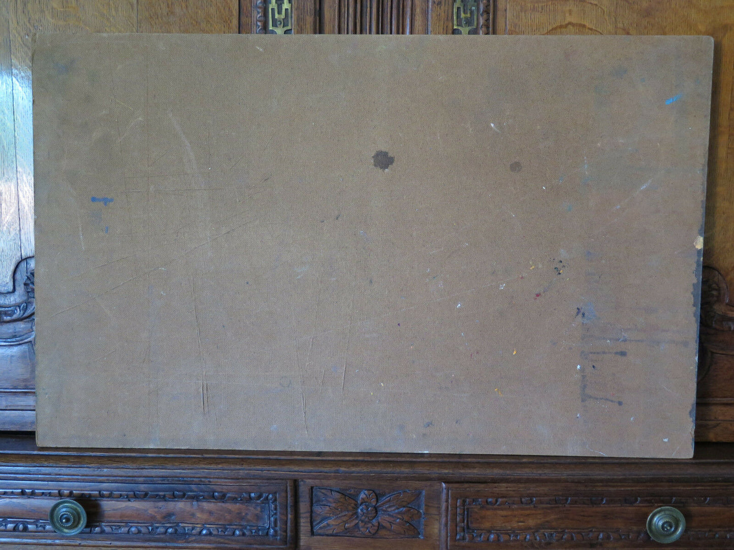 PAESAGGIO DI CAMPAGNA QUADRO ANTICO DIPINTO AD OLIO SU TAVOLA ORIGINALE p8