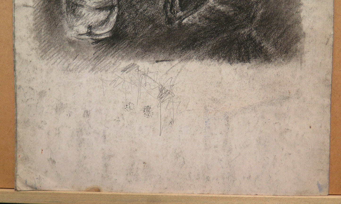 ANTIQUE DRAWING PORTRAIT OF AN ELDERLY LADY LANDSCAPE Pierre Duteurtre DUT BM53.1 