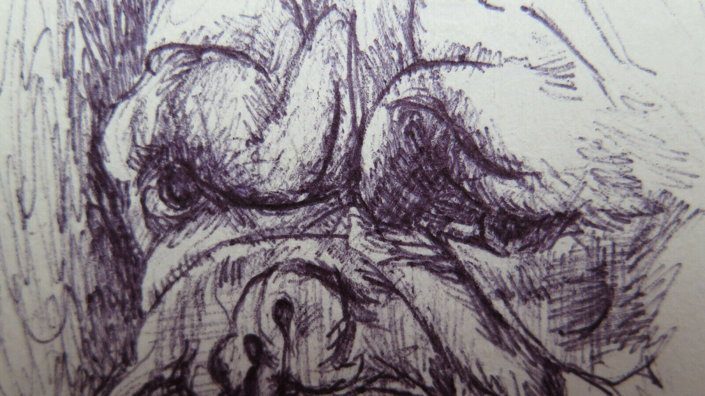 OLD STUDY DRAWING FOR MALE FIGURES PEN ON ORIGINAL PAPER P28.7
