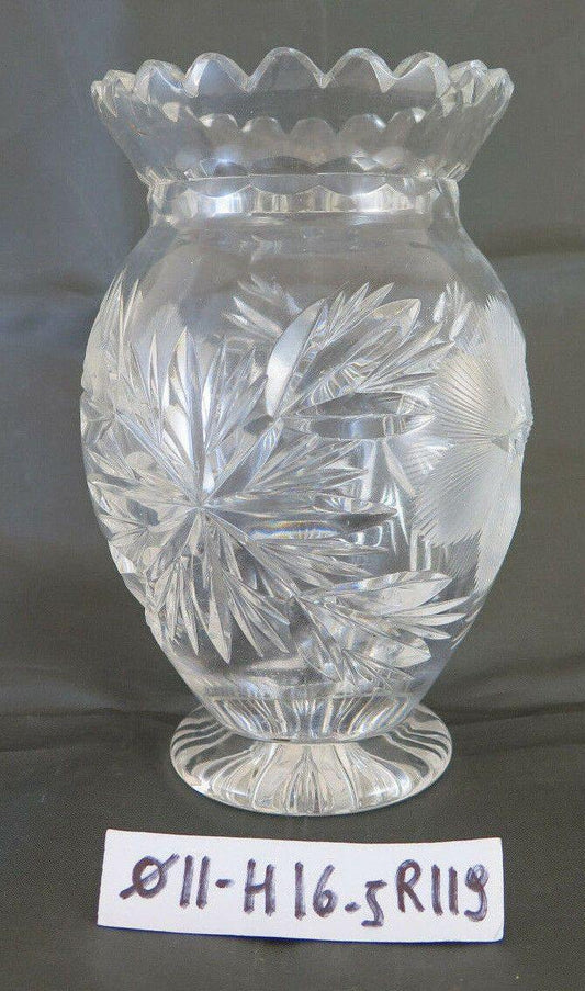 VASO DI CRISTALLO VINTAGE COLLEZIONE DECORATO MOTIVI FLOREALI INIZIO 900 R119 - Belbello Antiques