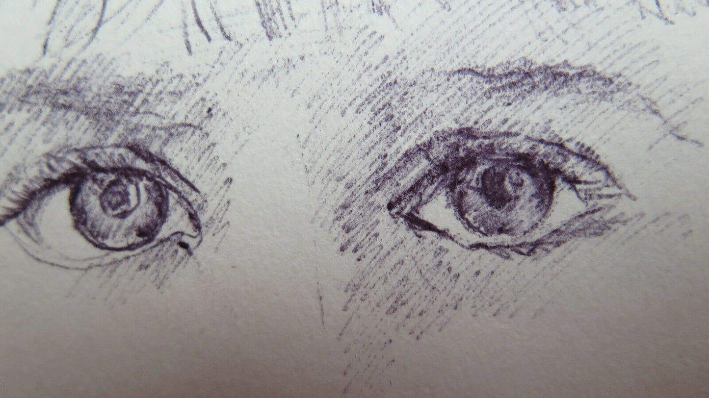 OLD STUDY DRAWING FOR MALE FIGURES PEN ON ORIGINAL PAPER P28.7