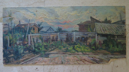 ANTIQUE OIL PAINTING ON PAINTING IMPRESSIONIST STYLE COUNTRYSIDE LANDSCAPE p8