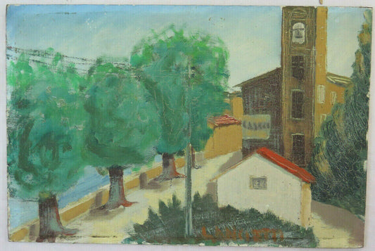 OIL PAINTING VIEW OF CASOLI VINTAGE PAINTING SIGNED AND DATED LANDSCAPE BM38 
