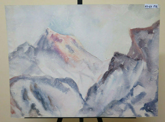 DIPINTO A TECNICA MISTA SPERIMENTALE PAESAGGIO GLACIALE FIRMATO DATATO 1966 P32 - Belbello Antiques