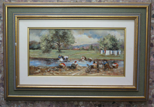 MODERN OIL PAINTING SIGNED ROSANNA FORNERO BUCOLIC LANDSCAPE c5