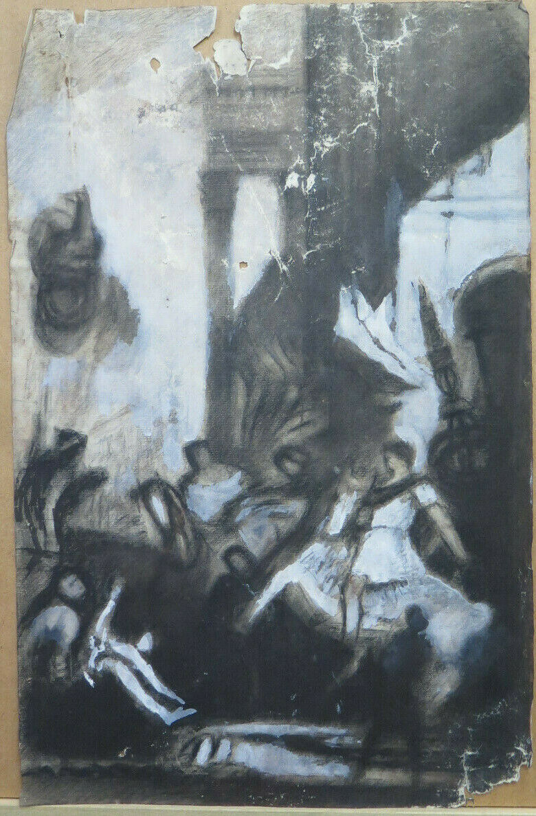 ANTIQUE DRAWING BY Pierre Duteurtre DUT NEOCLASSIC STYLE HORSE FIGURE BM53.1 