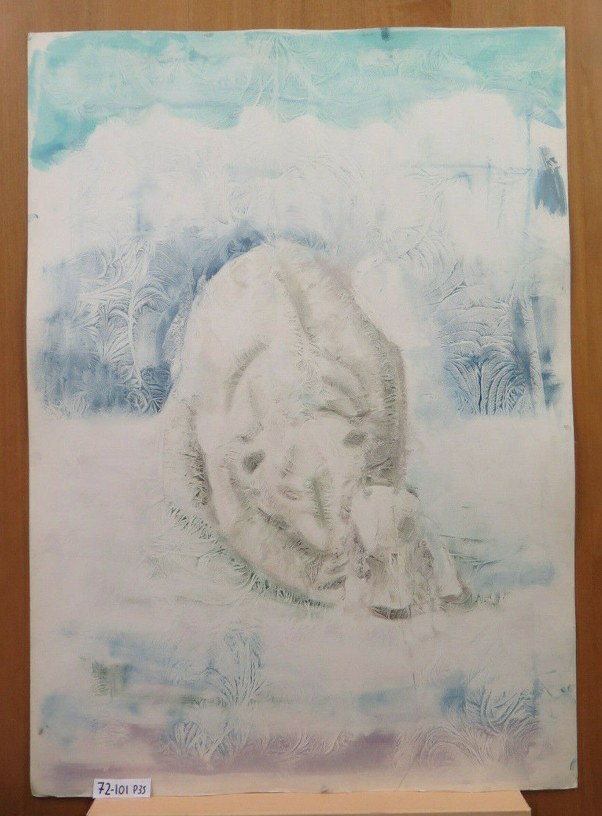 ORSO BIANCO ORSO POLARE QUADRO DIPINTO ACQUERELLO TECNICA DEL GELO ANNI 80 P35
