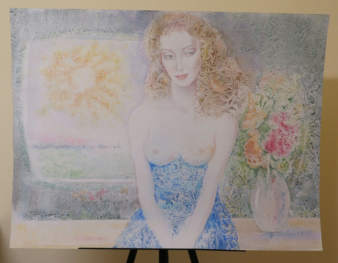 MODERN VINTAGE PAINTING OF FEMALE NUDE PAINTED WITH EXPERIMENTAL TECHNIQUE P33.8