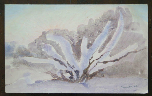 PAESAGGIO INVERNALE CON NEVE EFFETTO GELO QUADRO MODERNO ANNI 60 ORIGINALE p16 - Belbello Antiques