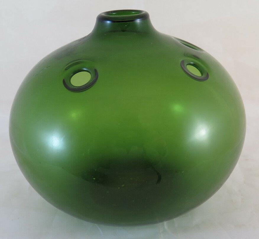 DUE VASI VETRO DESIGN VINTAGE HOLMEGAARD HULEVASE VASE BY MICHAEL BANG R122 - Belbello Antiques