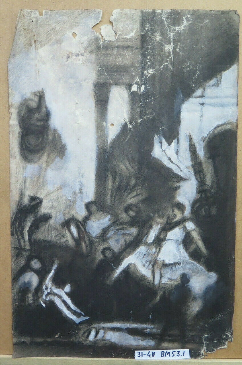 ANTIQUE DRAWING BY Pierre Duteurtre DUT NEOCLASSIC STYLE HORSE FIGURE BM53.1 