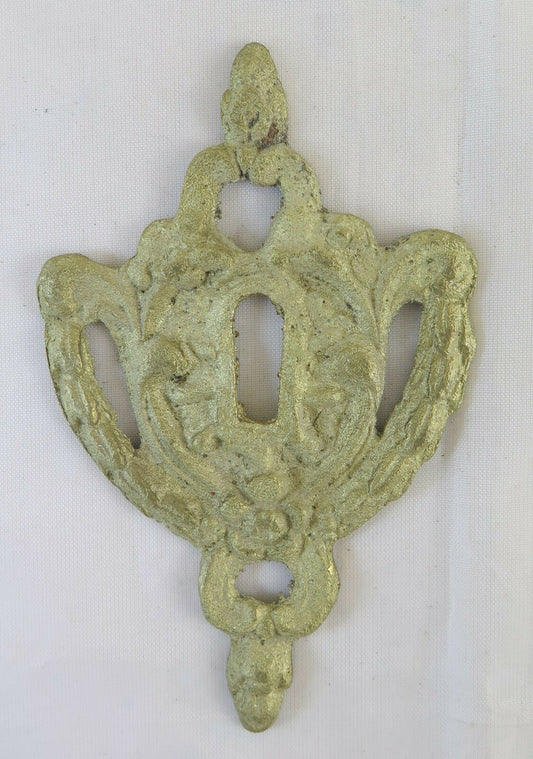 8 BOCCHETTE PER MOBILI ANTICHI BRONZO BORCHIA COPRI SERRATURA BAROCCO ORO CH28