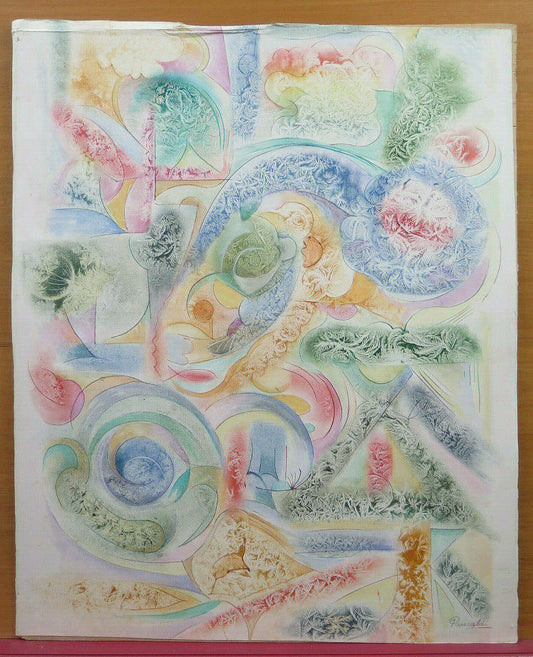 DIPINTO VINTAGE AD ACQUERELLO RITRATTO FEMMINILE DONNA IN TV QUADRO FIRMATO PS