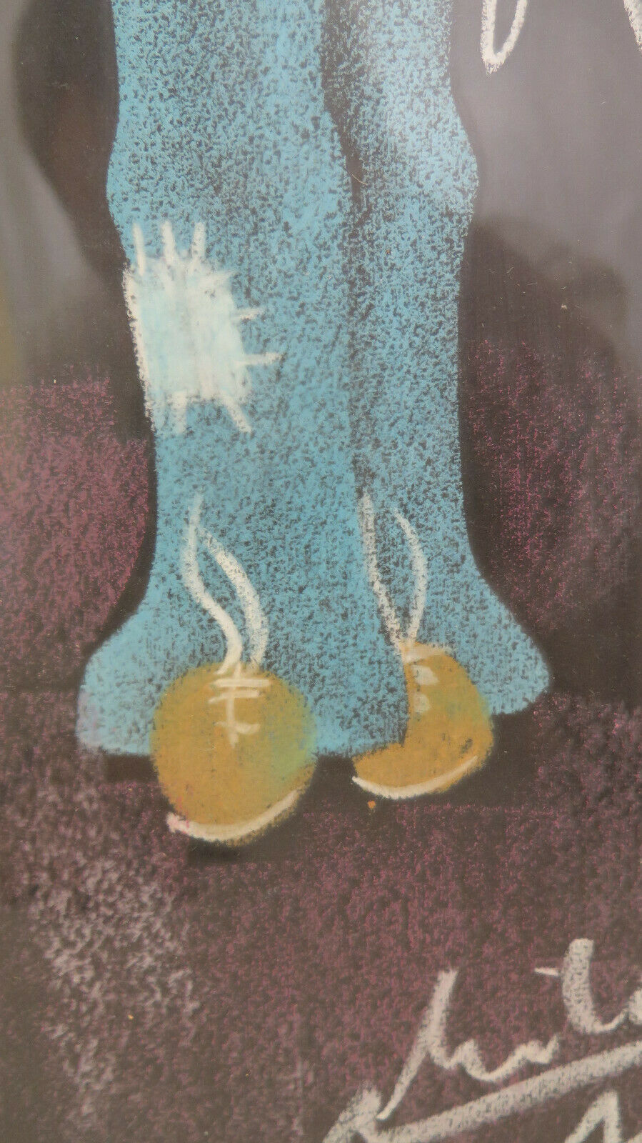 MODERN PAINTING SIGNED CHALK ON PAPER PORTRAIT OF A VINTAGE CHILD FROM THE 70S BM51 