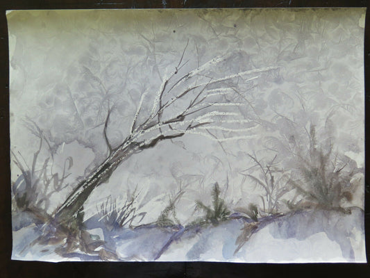 VINTAGE PAINTING FROM THE 60S PAINTING FROST TECHNIQUE DREAM LANDSCAPE 50x35 cm P14