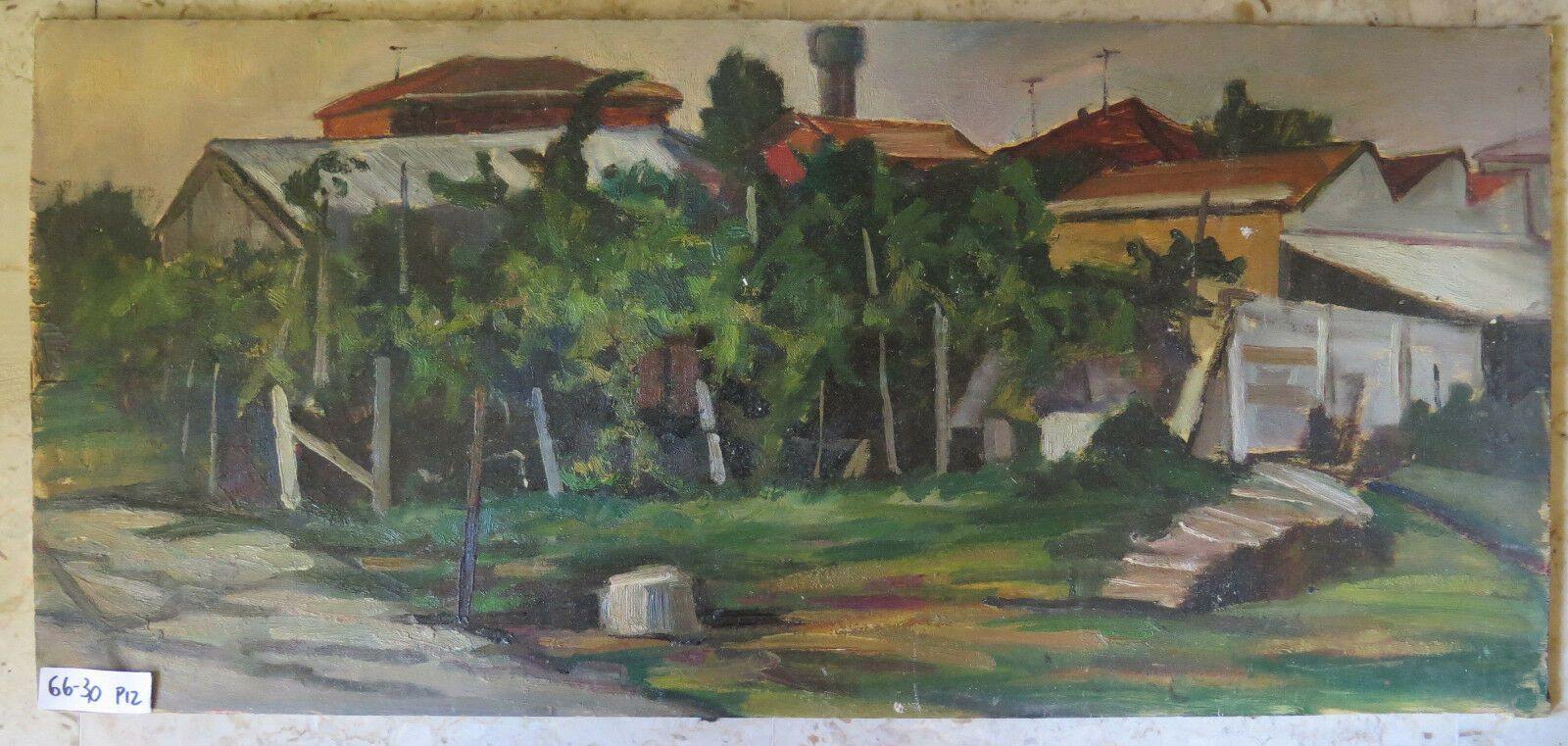 VEDUTA DEL BROGO ANTICO QUADRO DIPINTO OLIO SU TAVOLA PANORAMICO GARANZIA p12 - Belbello Antiques
