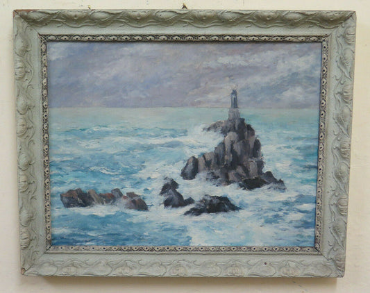 QUADRO ANTICO DIPINTO OLIO MARINA PAESAGGIO MARE STILE IMPRESSIONISTA BM51