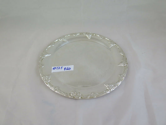 ANTIQUE SILVER PLATE DECORATED WITH ART NOUVEAU FLORAL MOTIF GRAPE TRUNKS R60