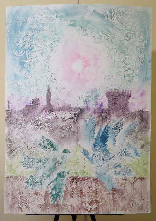 MODERN PAINTING POP ART STYLE 80'S ORIGINAL WORK PAINTER PANCALDI P33.1