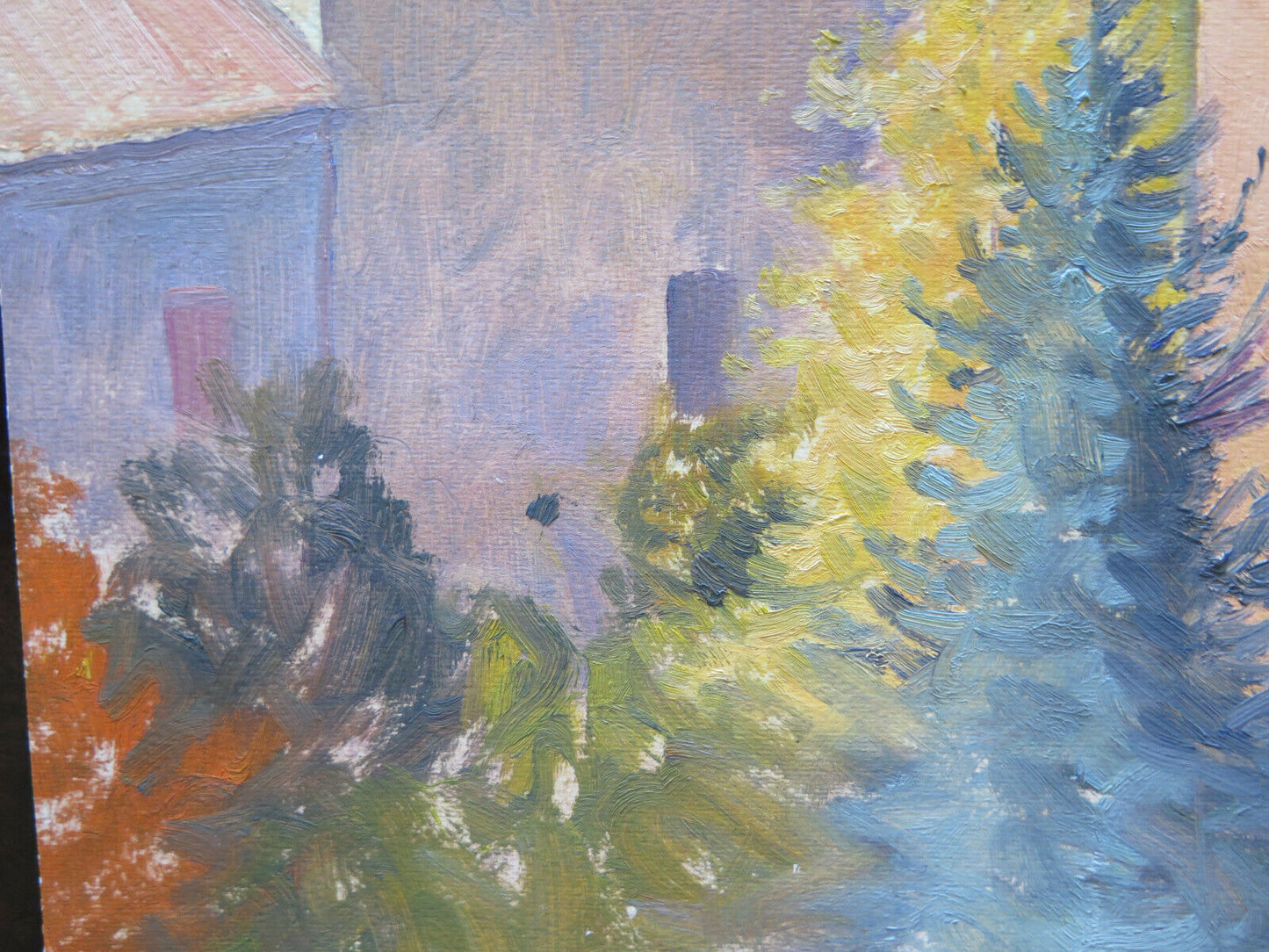 OLD PAINTING OIL ON PAPER PAINTING SKETCH MAESTRO G. PANCALDI VIEW P15 P14