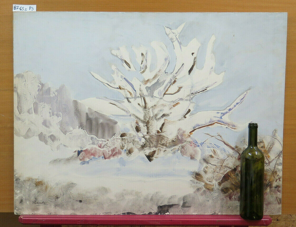 VINTAGE PAINTING WINTER LANDSCAPE WATERCOLOR PAINTING FROST TECHNIQUE PS