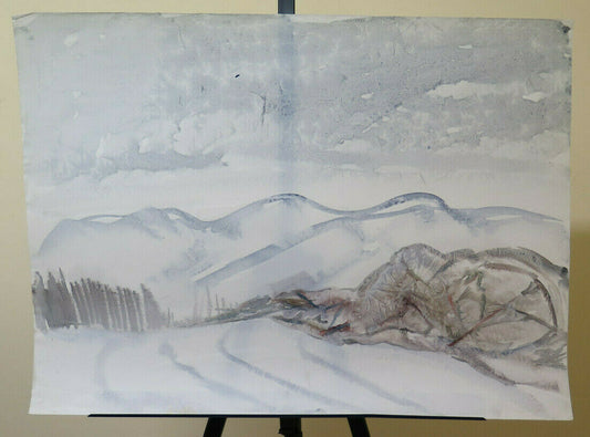 66x49 cm VINTAGE PAINTING TECHNIQUE FROST ABSTRACT DREAMY LANDSCAPE P33.3